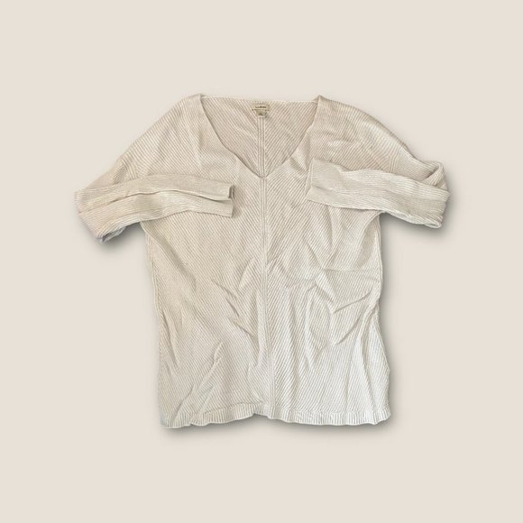 L.L. Bean Women's V-Neck Sweater - White - Picture 2 of 5